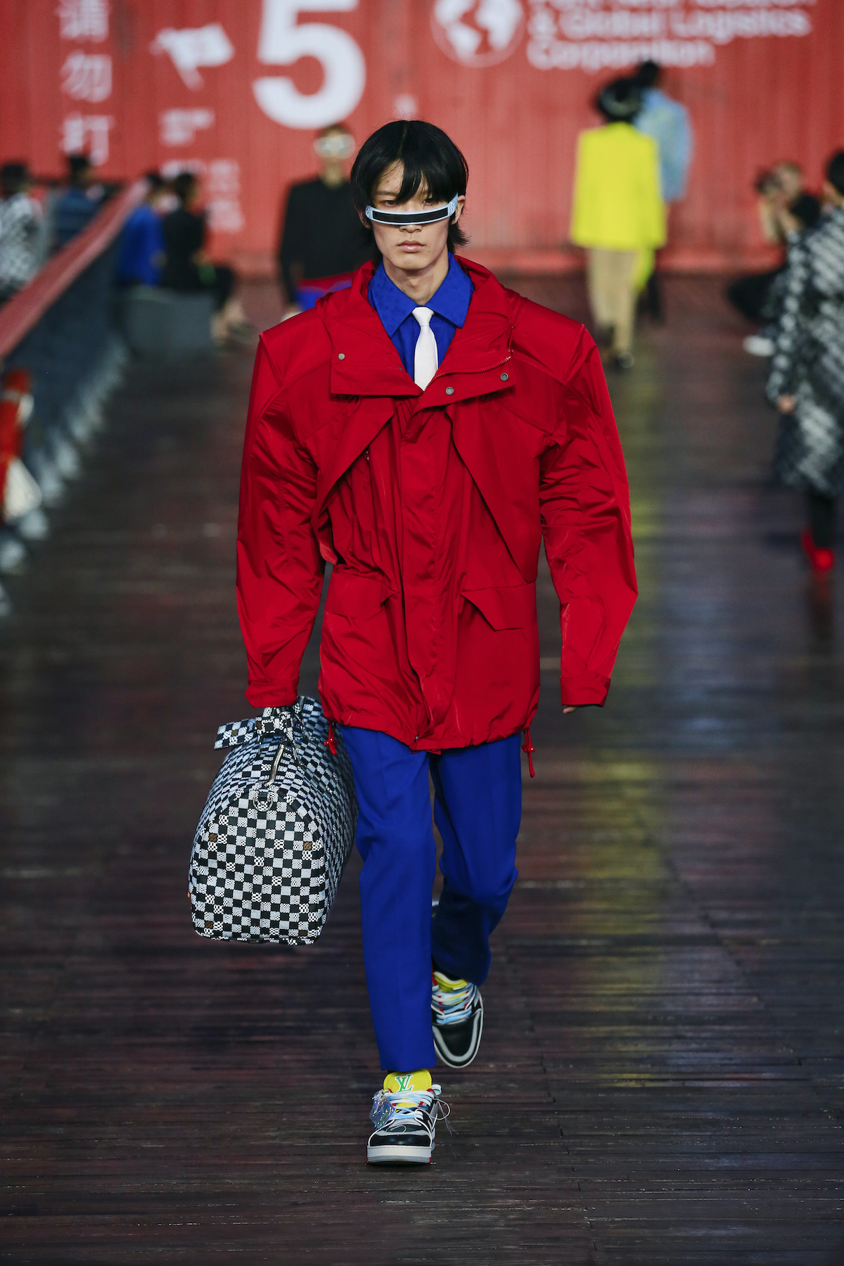 Man with Red Denim Louis Vuitton Supreme Jacket before Fendi Fashion Show,  Milan Fashion Week Editorial Photography - Image of style, accessory:  194223957