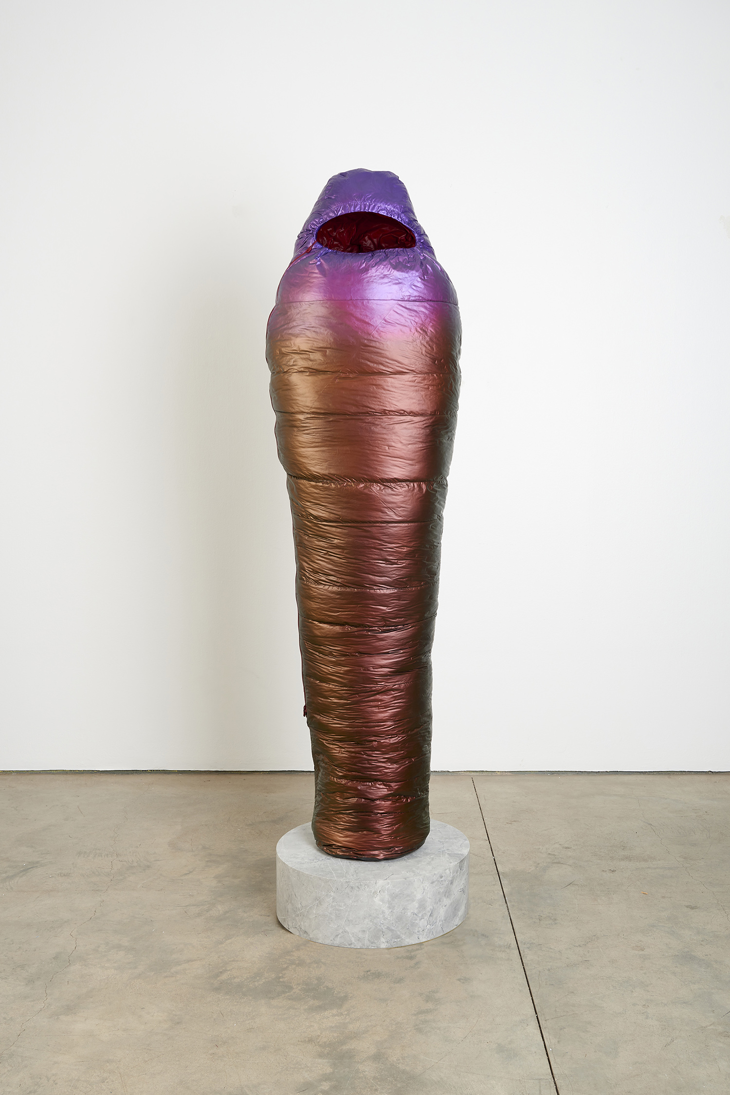 Sarcophagus (Copper to Purple), 2021 Resin, catalyzed urethane, steel, fiberglass, marble
