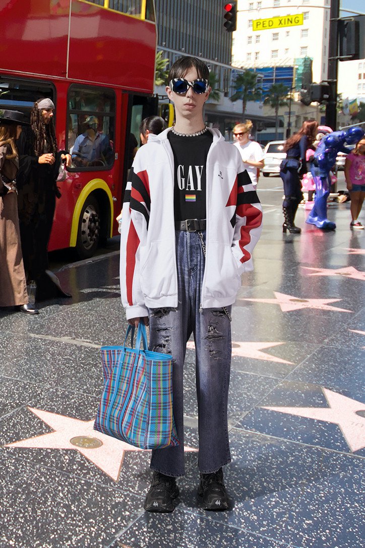 Balenciaga rainbow store flag denim jacket