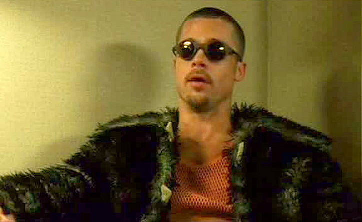 Brad Pitt wearing Oakley Mars X Metal Michael Jordan 1998 sunglasses in his role as Tyler Durden in the movie Fight Club (1999)