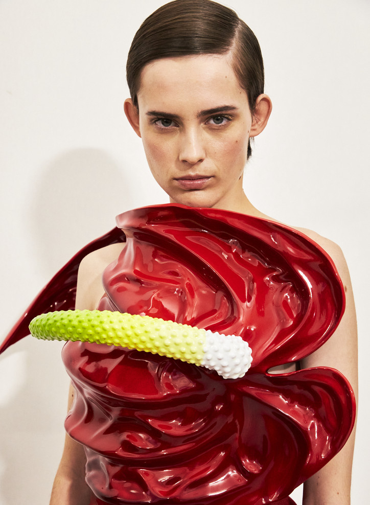 Jonathan Anderson subverts expectations with an open, anthurium-shaped heart