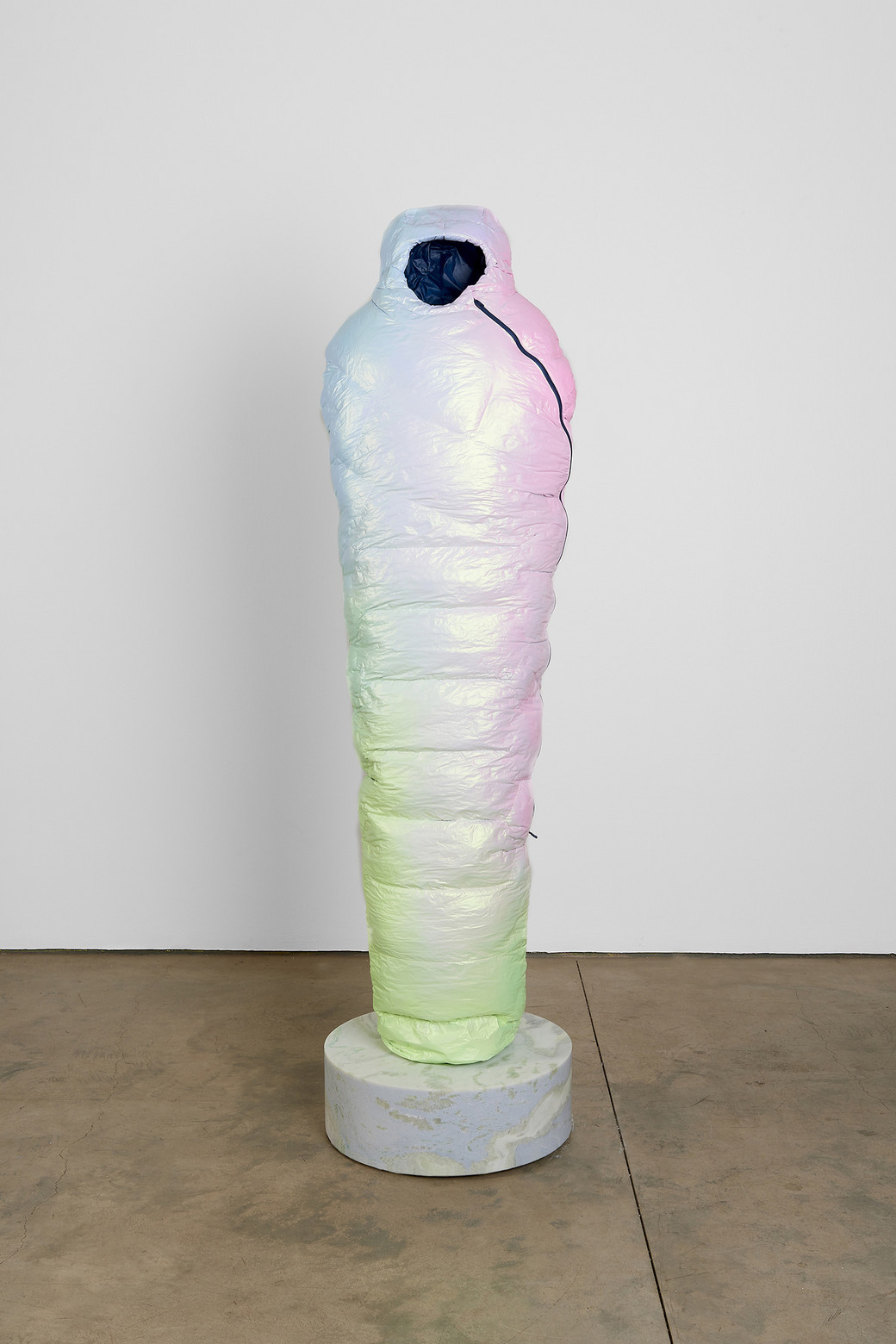 Sarcophagus (White Opalescent), 2021 Resin, catalyzed urethane, steel, fiberglass, marble