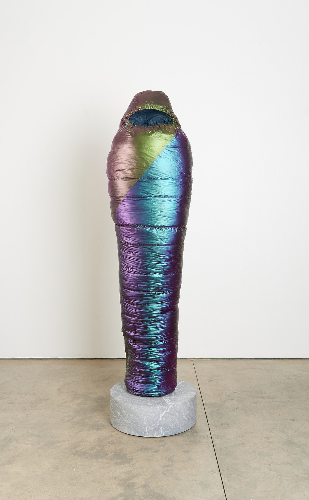 Sarcophagus (Opal over  Black), 2021 Resin, catalyzed urethane, steel, fiberglass, marble