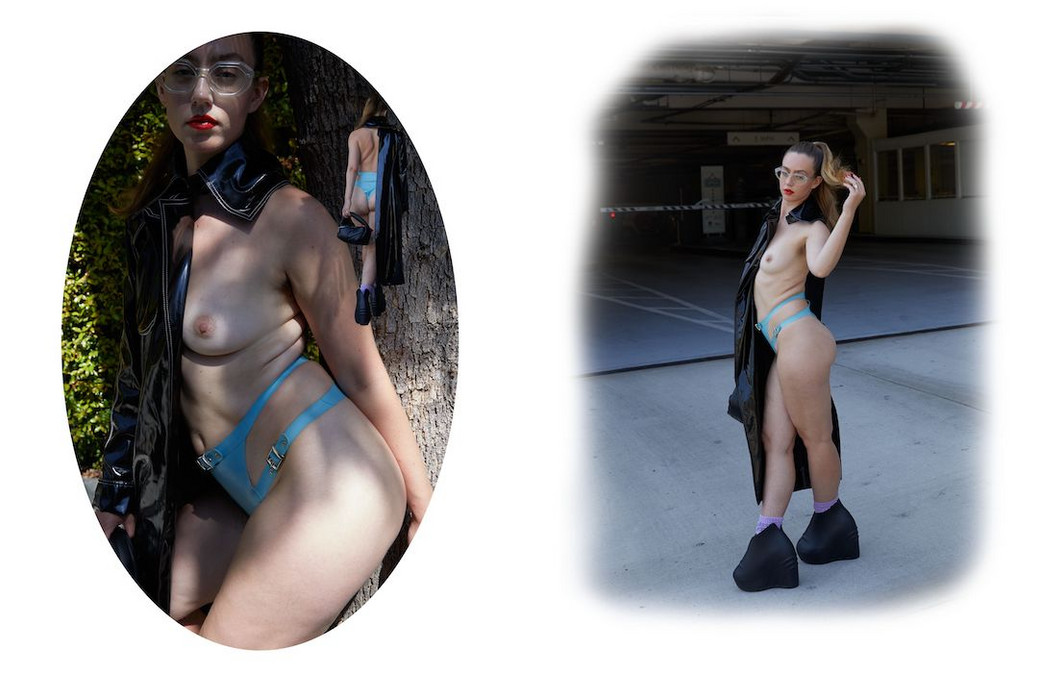 Jacket ELLERY, underwear DEAD LOTUS COUTURE, purse OFF-WHITE, shoes GIVENCHY, glasses MODEL’S OWN